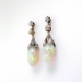 Vintage Opal Teardrop Earrings With Old European and Single Cut Diamonds 14K and 10K