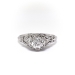 Vintage 1950's Engagement Ring .78ct t.w. Old European Cut Diamond Filigree Ring 14k White Gold