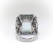 Midcentury Huge Emerald Cut Aquamarine and Diamond Bow Statement Ring Platinum