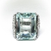 Midcentury Huge Emerald Cut Aquamarine and Diamond Bow Statement Ring Platinum