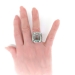 Midcentury Huge Emerald Cut Aquamarine and Diamond Bow Statement Ring Platinum