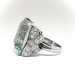 Midcentury Huge Emerald Cut Aquamarine and Diamond Bow Statement Ring Platinum