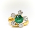 Vintage Emerald Diamond Bypass Statement Ring 18K Platinum