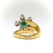 Vintage Emerald Diamond Bypass Statement Ring 18K Platinum