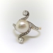 Antique Edwardian Pearl and Diamond Bypass Ring 14K Platinum