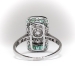 Art Deco Diamond Emerald Navette Cocktail Ring Platinum