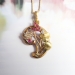 Art Nouveau Letter D Waterlily Pendant With Diamonds and Rubies 18k