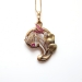 Art Nouveau Letter D Waterlily Pendant With Diamonds and Rubies 18k