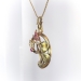 Art Nouveau Letter D Waterlily Pendant With Diamonds and Rubies 18k