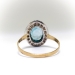 Antique Oval Blue Zircon With Diamond Halo Ring Silver 18k Gold 