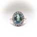 Antique Oval Blue Zircon With Diamond Halo Ring Silver 18k Gold 