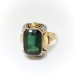 Vintage Emerald Cut Green Tourmaline Diamond Ring 18k Gold