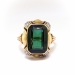 Vintage Emerald Cut Green Tourmaline Diamond Ring 18k Gold