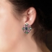 Antique Sapphire Emerald and Diamond Earrings Silver 18K