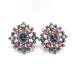 Antique Sapphire Emerald and Diamond Earrings Silver 18K