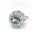 Vintage Aquamarine and Diamond Bombe Cocktail Ring 14K