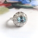 Vintage Aquamarine and Diamond Bombe Cocktail Ring 14K