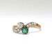 Antique Edwardian Emerald and Diamond Toi et Moi Crossover Ring 18k Platinum