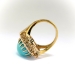 Vintage Mid-Century Large Oval Robin's Eggs Blue Turquoise and Diamond Halo Cocktail Statement Ring 18K