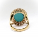 Vintage Mid-Century Large Oval Robin's Eggs Blue Turquoise and Diamond Halo Cocktail Statement Ring 18K