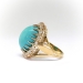 Vintage Mid-Century Large Oval Robin's Eggs Blue Turquoise and Diamond Halo Cocktail Statement Ring 18K