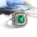 Vintage 2.79ct.tw. Emerald Cut Emerald Double Halo Diamond Ring Platinum