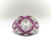 Art Deco Inspired 3.70ct. t.w. Old Cut Diamond & Ruby Dome Statement Ring Platinum 