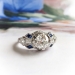 Art Deco Vintage Engagement Ring 1.19ct t.w. Old European Cut Diamond Sapphire Engraved Engagement Ring Platinum