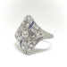 Art Deco Cocktail Ring Vintage .64ctw. Diamond Sapphire Navette Ring Platinum