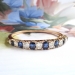 Antique Victorian 12.38ctw. Natural Sapphire Old Mine Cut Diamond Hinged Cuff Bracelet 14k