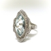 Art Deco 2.22ct. Marquise Aquamarine Filigree Ring 14K