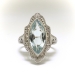 Art Deco 2.22ct. Marquise Aquamarine Filigree Ring 14K