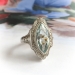 Art Deco 2.22ct. Marquise Aquamarine Filigree Ring 14K