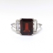 Retro 3.70ctw. Emerald Cut Red Garnet Diamond Baguette Ring Platinum