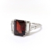 Retro 3.70ctw. Emerald Cut Red Garnet Diamond Baguette Ring Platinum