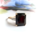 Retro Vintage 1940's 6.73ct. tw. Emerald Cut Garnet Diamond Birthstone Cocktail Ring 14k Platinum 