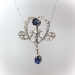 Antique Art Nouveau 6.73ct.tw. Sapphire and Diamond Statement Necklace Silver 18k with Seed Pearl Platinum Chain