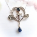 Antique Art Nouveau 6.73ct.tw. Sapphire and Diamond Statement Necklace Silver 18k with Seed Pearl Platinum Chain