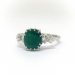 Vintage MidCentury 2.44ct.tw. Cushion Cut Emerald and Diamond Ring 18K White Gold