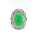 Vintage Art Deco 1930's 4.28ct.tw. Green Chrysoprase Diamond Halo Ring 18k white gold