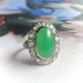 Vintage Art Deco 1930's 4.28ct.tw. Green Chrysoprase Diamond Halo Ring 18k white gold