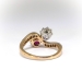 Edwardian 1920's French Toi et Moi 1.32 ct.t.w. Natural Ruby & Old European Cut Diamond Ring Platinum 18k