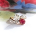 Edwardian 1920's French Toi et Moi 1.32 ct.t.w. Natural Ruby & Old European Cut Diamond Ring Platinum 18k