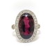 Edwardian 6.47 ct.tw. Deep Rose Tourmaline and Diamond Halo Ring 18K Platinum