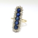 Antique Edwardian 4.04ctw Sapphire Diamond Halo Navette 18K Yellow Gold and Platinum