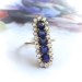 Antique Edwardian 4.04ctw Sapphire Diamond Halo Navette 18K Yellow Gold and Platinum