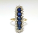 Antique Edwardian 4.04ctw Sapphire Diamond Halo Navette 18K Yellow Gold and Platinum