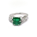 Midcentury 1.25ct.tw. Square Cut Emerald and Diamond Ring Platinum