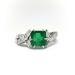 Midcentury 1.25ct.tw. Square Cut Emerald and Diamond Ring Platinum