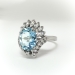 Mid-Century 3.02 ct. tw. Aquamarine and Mixed Diamond Cocktail Ring 14K